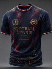 T-shirt décontracté à manches courtes pour homme, imprimé football parisien