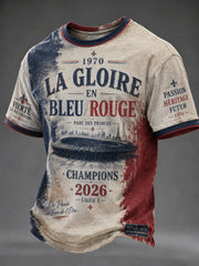T-shirt pour hommes La Gloire en Bleu Rouge, imprimé football