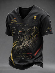 T-shirt à col en V pour homme Bicycle Race