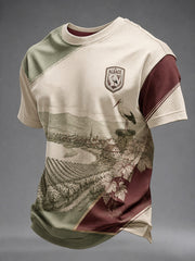 T-shirt homme à motif représentant le paysage d'Alsace, en France