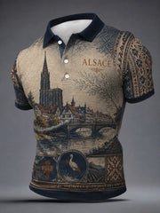 Chemise homme à motif paysager d'Alsace, style français