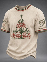 T-shirt pour hommes avec motif de sapin de Noël et vélo