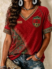 T-shirts à col en V pour le football marocain féminin
