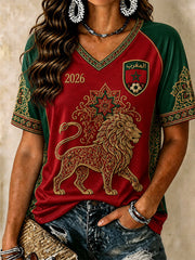 T-shirts à col en V de football pour femmes 2026 Maroc