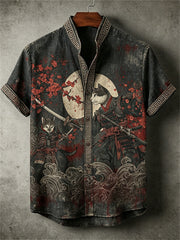 Chemise pour homme Cat Samurai Duel Full Moon Bloody Japanese Art Print