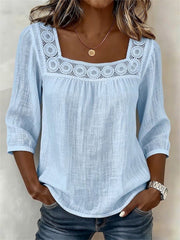 Boho Creux Dentelle Patchwork Comfy Mid Sleeve Tunique Femme