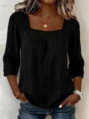 Boho Creux Dentelle Patchwork Comfy Mid Sleeve Tunique Femme