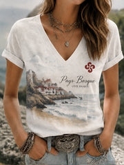 T-shirt imprimé basque pour femme