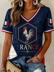 T-shirt décontracté à imprimé pour femmes, modèle France