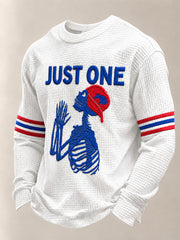 Men's Football Lover Buffalo Print Casual Waffle Long Sleeve Top