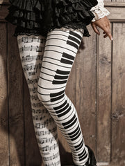 Women's Vintage Sheet Music & Piano Keys Print Cozy Leggings