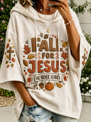 Women's autumn theme faith slogan pattern color-blocked design casual hoodie