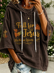 Women's autumn theme faith slogan pattern color-blocked design casual hoodie1