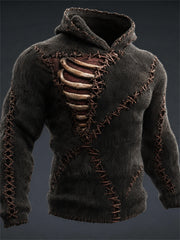 Men's Halloween Spooky Stitched Scars Anatomy Art Print Hoodie