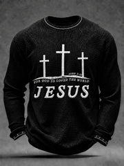 Men's Jesus The Way The Truth The Life Cross Waffle Long Sleeve T-Shirt