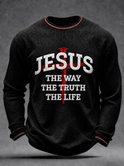 Men's Jesus The Way The Truth The Life Cross Waffle Long Sleeve T-Shirt