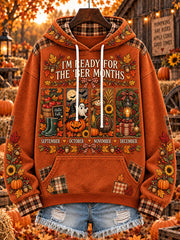 Women's autumn and winter theme pattern design casual hoodie