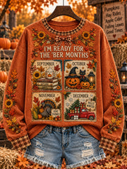 Women's autumn and winter theme pattern design casual sweatshirt