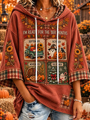Women's autumn and winter theme pattern design casual hoodie