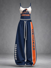 Women's Chicago Football Lover Bear Art Printed Sets