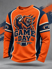 Men's Football Gameday Gift For Football Fans Casual Waffle Long Sleeve T-Shirt