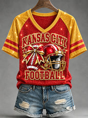 Women's Football Gameday Gift For Football Fans V-Neck Tee