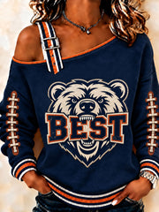 Women's Football Gameday Gift For Football Fans Print Casual Off-Shoulder Sweatshirt