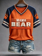 Women's Chicago Football Lover Bear Art Printed T-shirt