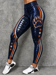 Women's Chicago Football Lover Bear Art Printed bottoms