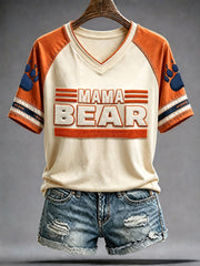 Women's Chicago Football Lover Bear Art Printed T-shirt