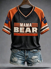 Women's Chicago Football Lover Bear Art Printed T-shirt