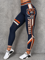 Women's Chicago Football Lover Bear Art Printed bottoms