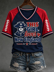 Women's Football Gameday Gift For Football Fans Casual V-Neck Tee