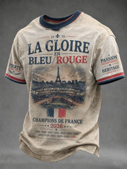 T-shirt pour hommes La Gloire en Bleu Rouge, imprimé football