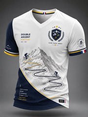 T-shirt à col en V pour course cycliste masculine