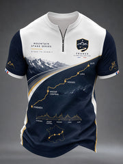 T-shirt manches courtes à fermeture éclair pour course cycliste masculine