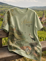 T-shirt graphique pour femmes aux motifs de paysages d'Alsace, en français