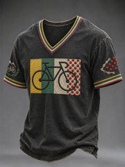 T-shirt à col en V pour course cycliste masculine