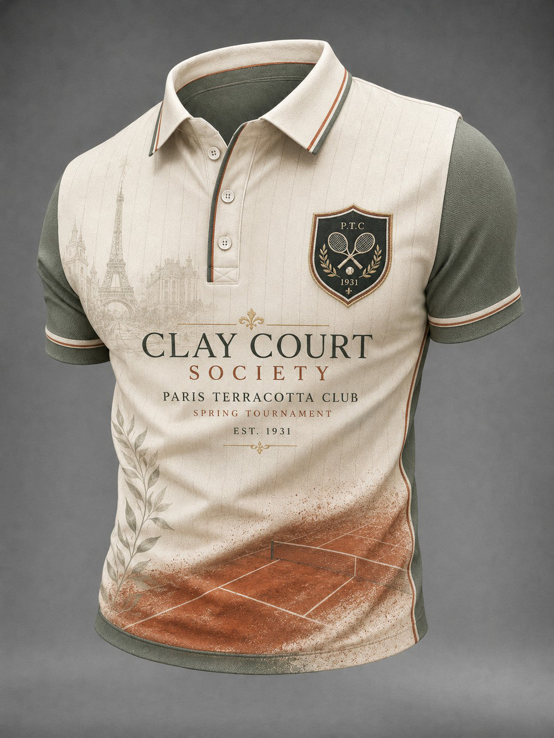 Chemise imprimée des Championnats Internationaux de France de Tennis pour hommes
