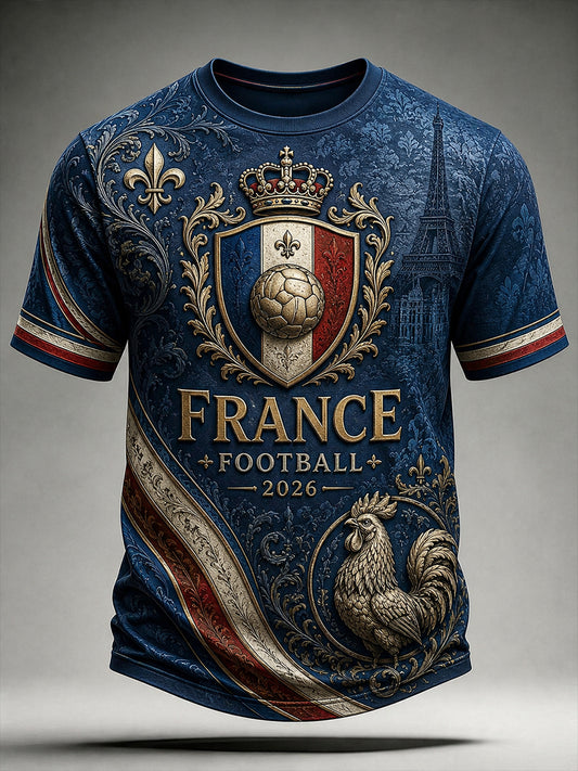 T-shirt à imprimé de fans de football français pour hommes