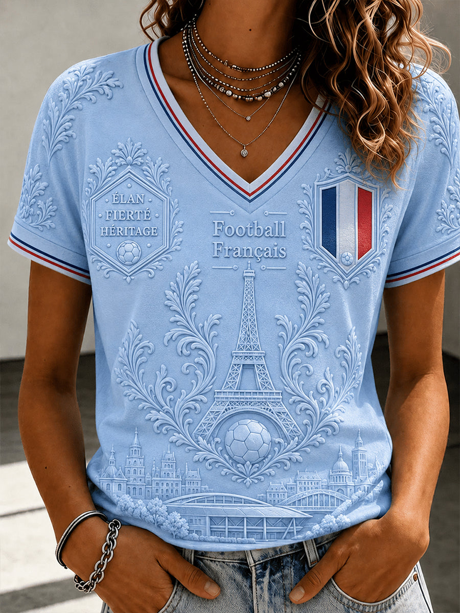 T-shirt à imprimé de fans de football français pour femmes