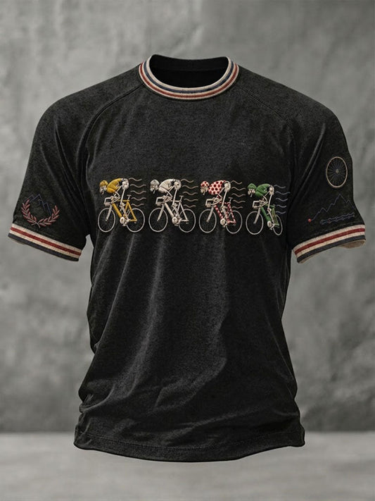 T-shirt à manches courtes pour homme, modèle skeleton pour vélo