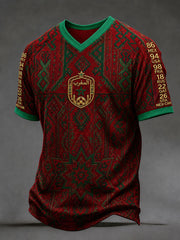 T-shirts à col en V Football marocain pour hommes