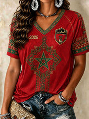 T-shirts à col en V pour le football marocain féminin