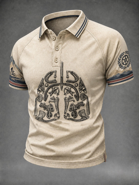 T-shirt humoristique pour homme avec motif de tête de mort et trois boutons sur les épaules et les manches