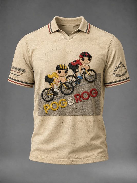 T-shirt à col en V pour hommes, motifs amusants de personnages et de bicyclettes