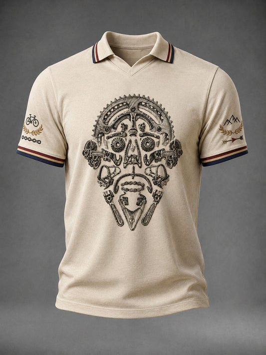 T-shirt homme à col en V motif squelette pour cycliste déjanté