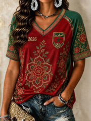 T-shirts à col en V de football pour femmes 2026 Maroc