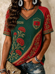 T-shirts à col en V de football pour femmes 2026 Maroc
