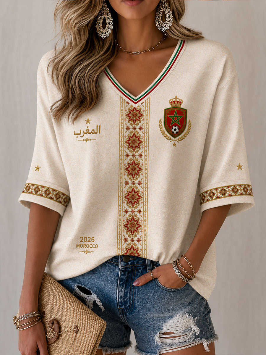 T-shirt waffle de football pour femmes 2026 Maroc
